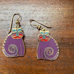Laurel Burch “Mythical Cat” Enamel Earrings